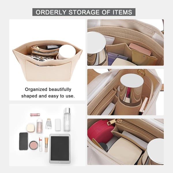 Felt Bag Organizer Insert – Multi-Pocket Purse & Tote Organizer