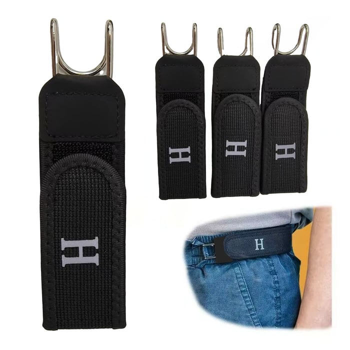Tactical Metal Hook Elastic Belt (Unisex) - Patented No - Buckle Invisible Design | Soft Adjustable Side（2 packs）