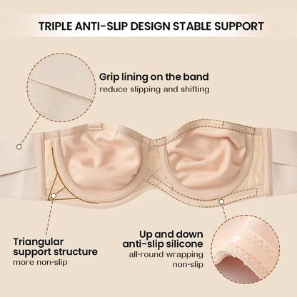 Full Support Seamless Strapless Convertible Bandeau Bra