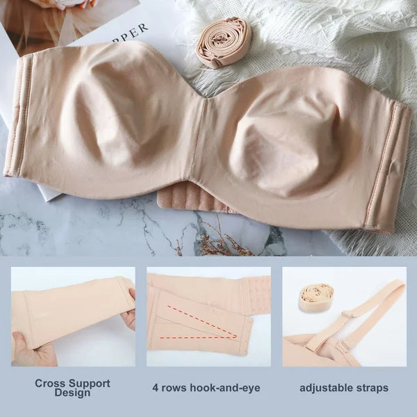 Full Support Seamless Strapless Convertible Bandeau Bra