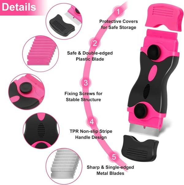 2-in-1 Pink Razor Blade Scraper Tool