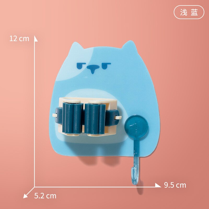 Powerful, traceless, punch-free mop clip with sticky hook