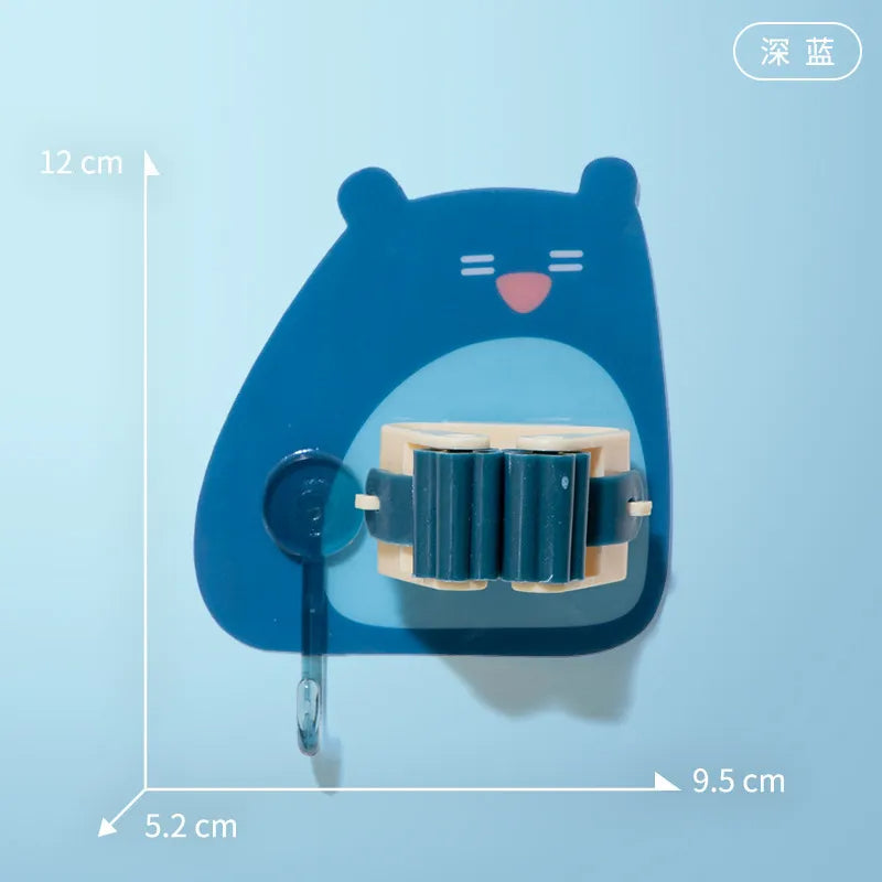 Powerful, traceless, punch-free mop clip with sticky hook