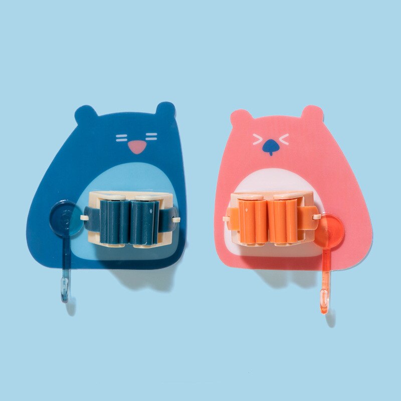 Powerful, traceless, punch-free mop clip with sticky hook