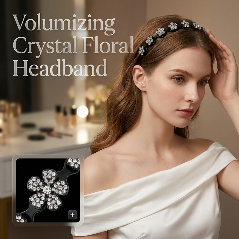 💥Wavy Crystal Headband- Lightweight Non-Slip Girly Feminine Hair Accessory, Sparkling Crystal-Accented Wave-Shape Band for Weddings & Everyday Wear, Girly Feminine Items
