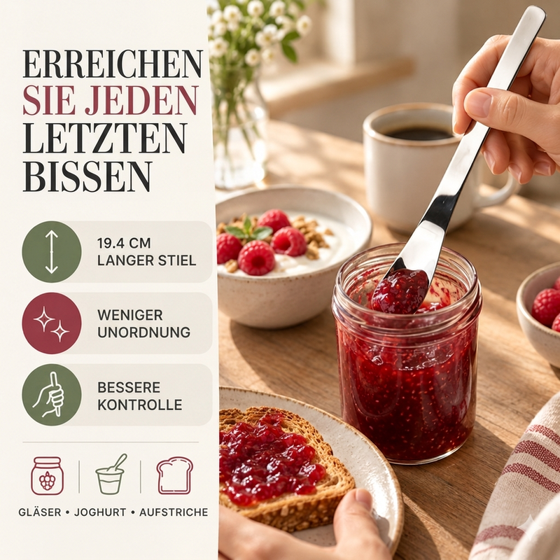 Stainless Steel Dessert Spoon with Long Ergonomic Handle