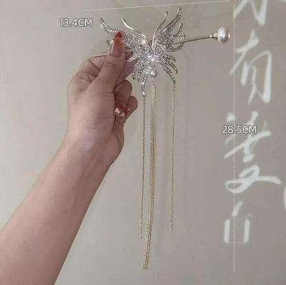 Butterfly Pearl Tassel Hairpin