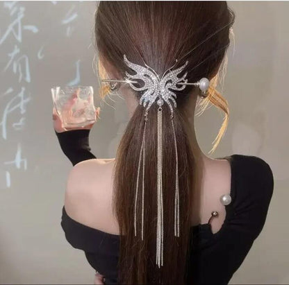 Butterfly Pearl Tassel Hairpin