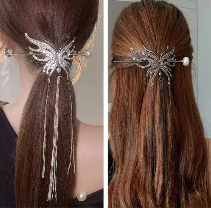 Butterfly Pearl Tassel Hairpin