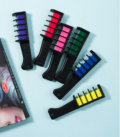 6  Colors Temporary Hair Color Chalk Comb Set