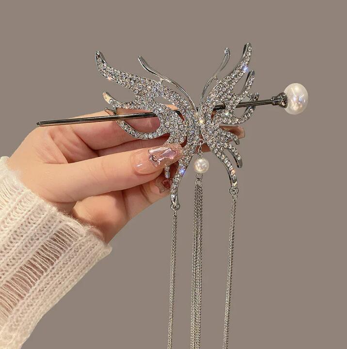 Butterfly Pearl Tassel Hairpin